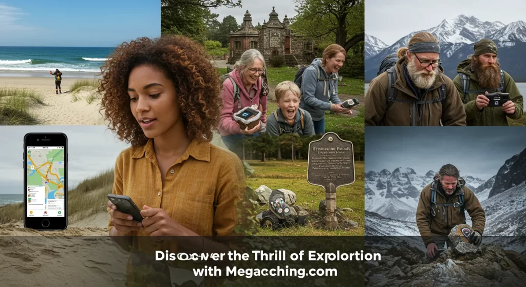 People exploring outdoors using MegaCaching tools